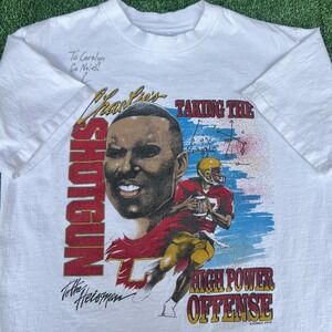 VTG 90s Mens Florida State Seminoles FSU Charlie Ward Signed White T-Shirt Large